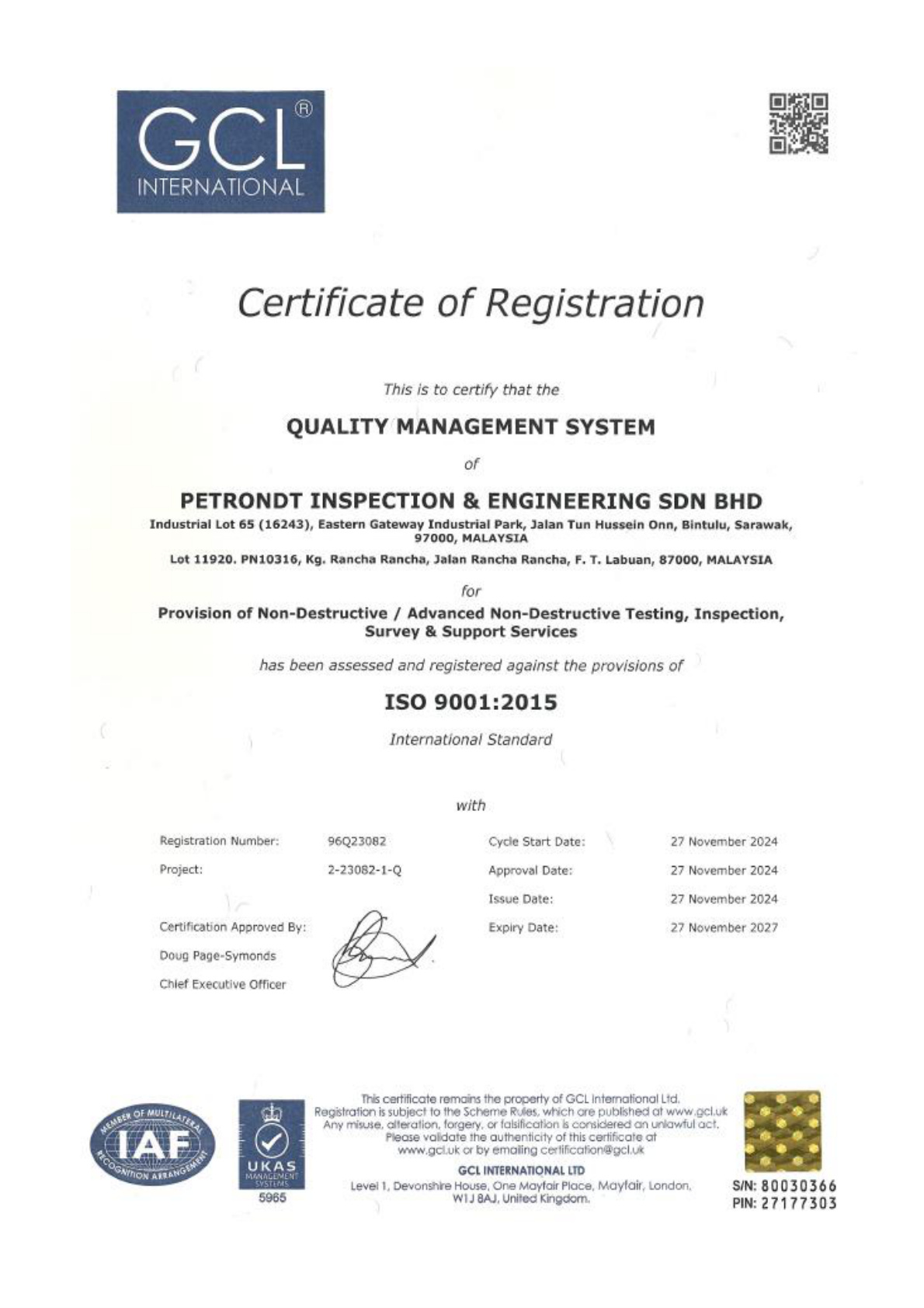 GCL ISO 9001:2015