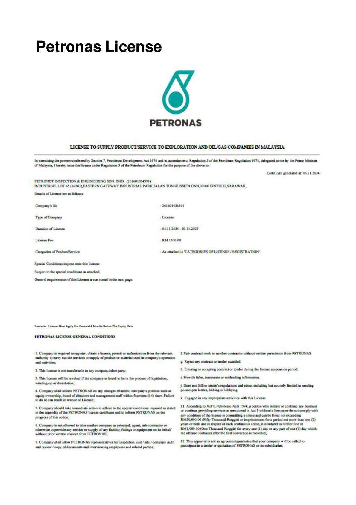 PETRONAS License