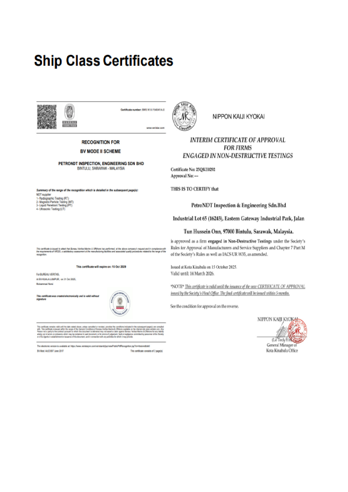 Ship Class Certification