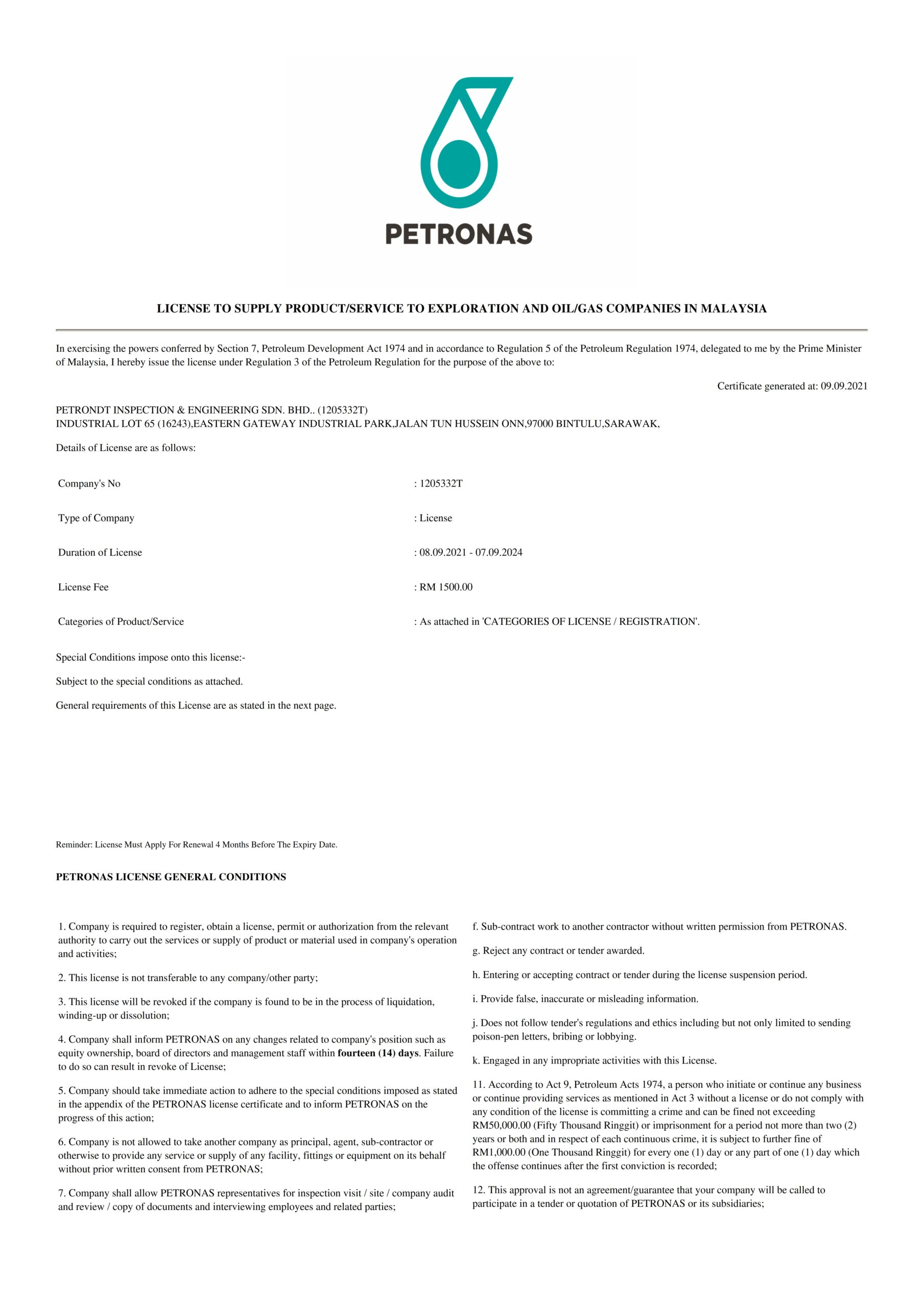 PETRONAS License 1